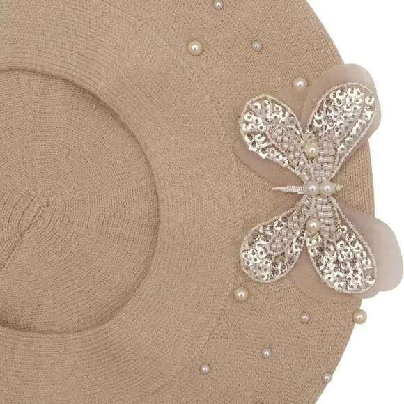 Womens French Beret hat, Reversible Solid Color Cashmere  display picture 3